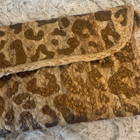 Straw Leopard Print Tan Clutch Bag - Picture 6 of 6